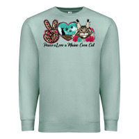 Seafoam peace love maine coon cat Premium Sweatshirt - LillyAllenDesigns