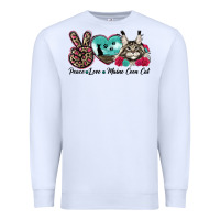 White peace love maine coon cat Premium Sweatshirt - LillyAllenDesigns