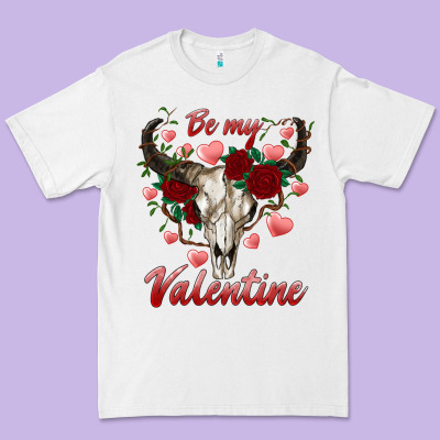 Be My Valentine Bull Skull Premium Tee Designed By Ranaportraitstore