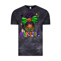Cloud Black Halloween Afro Messy Bun Momster Vintage Tee - texasbilliewilder