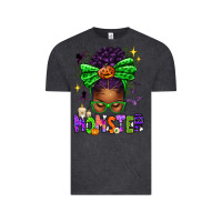 Vintage Black Halloween Afro Messy Bun Momster Vintage Tee - texasbilliewilder