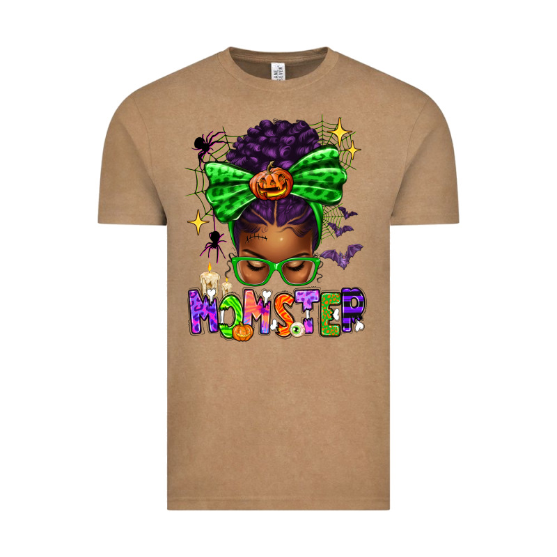 Halloween Afro Messy Bun Momster Vintage Tee by texasbilliewilder | Teevron