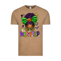 Vintage Coffee Halloween Afro Messy Bun Momster Vintage Tee - texasbilliewilder
