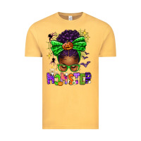 Vintage Mustard Halloween Afro Messy Bun Momster Vintage Tee - texasbilliewilder