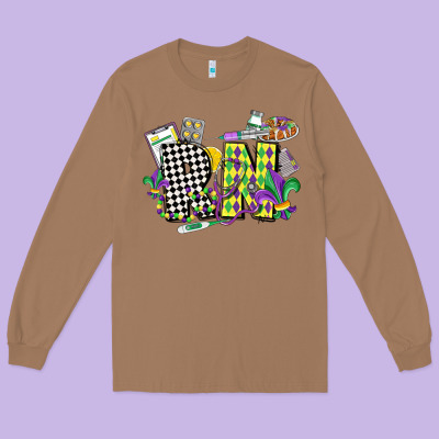 Registered Nurse Mardi Gras Long Sleeve Tee Designed By Cowgirlartshop