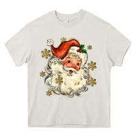 Cream Christmas Santa Heavy Core Tee - MaliasSmallBusiness