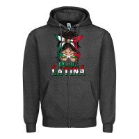 Charcoal Heather proud latina messy bun mama Zipper Hoodie - BundleAndBundleShop