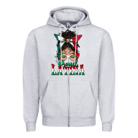 Heather Grey proud latina messy bun mama Zipper Hoodie - BundleAndBundleShop
