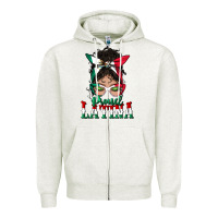 Oatmeal Heather proud latina messy bun mama Zipper Hoodie - BundleAndBundleShop