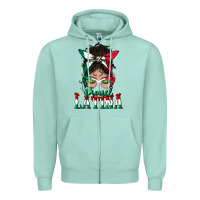 Seafoam proud latina messy bun mama Zipper Hoodie - BundleAndBundleShop