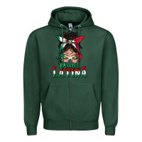 Sports Green proud latina messy bun mama Zipper Hoodie - BundleAndBundleShop