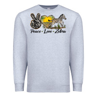 Heather Grey peace love zebra Premium Sweatshirt - LillyAllenDesigns