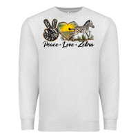 Oatmeal Heather peace love zebra Premium Sweatshirt - LillyAllenDesigns
