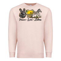 Pale Pink peace love zebra Premium Sweatshirt - LillyAllenDesigns