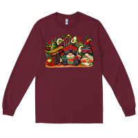 Burgundy cinco de mayo gnomes Long Sleeve Tee - CowGirlArtShop