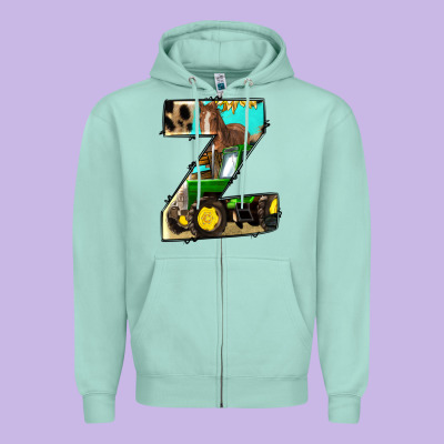 Farm Life Alphabet Lowercase Letters Z Zipper Hoodie Designed By Bundleandbundleshop