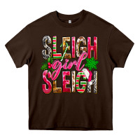 Chocolate Brown Sleigh girl sleigh Heavy Core Tee - NancyCooperArtShop