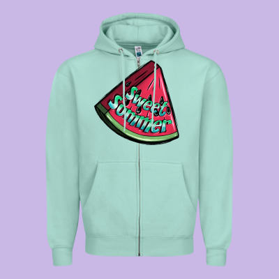 Sweet Summer Watermelon 1 Zipper Hoodie Designed By Bundleandbundleshop