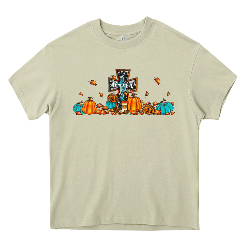Thankful Cross Pumpkin Heavy Core Tee by JahusDesignShop | Teevron