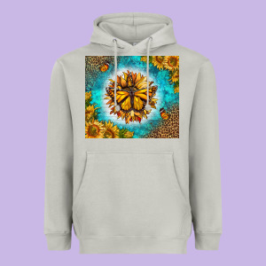 Monarch Butterfly Sunflower Heavyweight Hoodie Designed By Lillyallendesigns