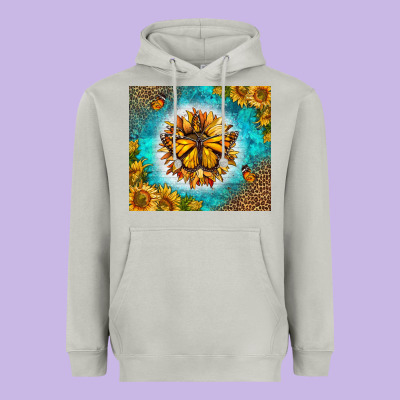 Monarch Butterfly Sunflower Heavyweight Hoodie Designed By Lillyallendesigns