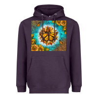 Plum Monarch Butterfly Sunflower Heavyweight Hoodie - LillyAllenDesigns