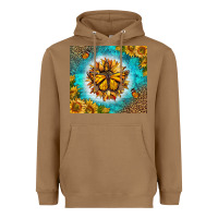 Toasted Coconut Monarch Butterfly Sunflower Heavyweight Hoodie - LillyAllenDesigns