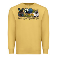 Antique Gold Peace Love Siamese Cat Premium Sweatshirt - LillyAllenDesigns