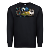 Black Peace Love Siamese Cat Premium Sweatshirt - LillyAllenDesigns