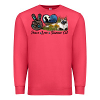 Cardinal Peace Love Siamese Cat Premium Sweatshirt - LillyAllenDesigns