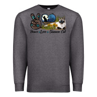Charcoal Heather Peace Love Siamese Cat Premium Sweatshirt - LillyAllenDesigns