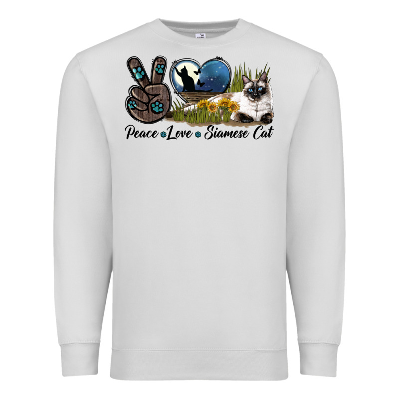 Peace Love Siamese Cat Premium Sweatshirt by LillyAllenDesigns | Teevron