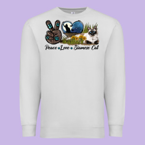 Peace Love Siamese Cat Premium Sweatshirt Designed By Lillyallendesigns