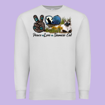 Peace Love Siamese Cat Premium Sweatshirt Designed By Lillyallendesigns