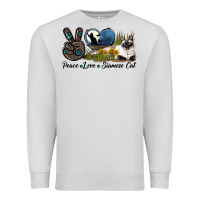 Dove Grey Peace Love Siamese Cat Premium Sweatshirt - LillyAllenDesigns