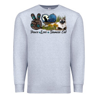 Heather Grey Peace Love Siamese Cat Premium Sweatshirt - LillyAllenDesigns