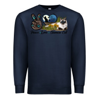 Navy Peace Love Siamese Cat Premium Sweatshirt - LillyAllenDesigns
