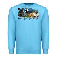 Ocean Blue Peace Love Siamese Cat Premium Sweatshirt - LillyAllenDesigns