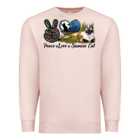 Pale Pink Peace Love Siamese Cat Premium Sweatshirt - LillyAllenDesigns