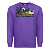 Purple Peace Love Siamese Cat Premium Sweatshirt - LillyAllenDesigns