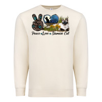 Sandshell Peace Love Siamese Cat Premium Sweatshirt - LillyAllenDesigns