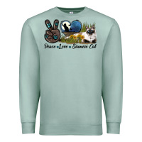 Seafoam Peace Love Siamese Cat Premium Sweatshirt - LillyAllenDesigns