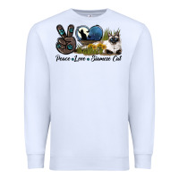 White Peace Love Siamese Cat Premium Sweatshirt - LillyAllenDesigns