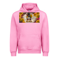 Fuchsia Pink mess bun mama with sunflowers and colorful leopard license plate Urban Hoodie - BarkalooDesign