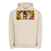 Pigment French Oak mess bun mama with sunflowers and colorful leopard license plate Urban Hoodie - BarkalooDesign