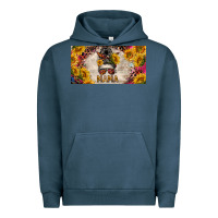 Pigment Midnight Navy mess bun mama with sunflowers and colorful leopard license plate Urban Hoodie - BarkalooDesign