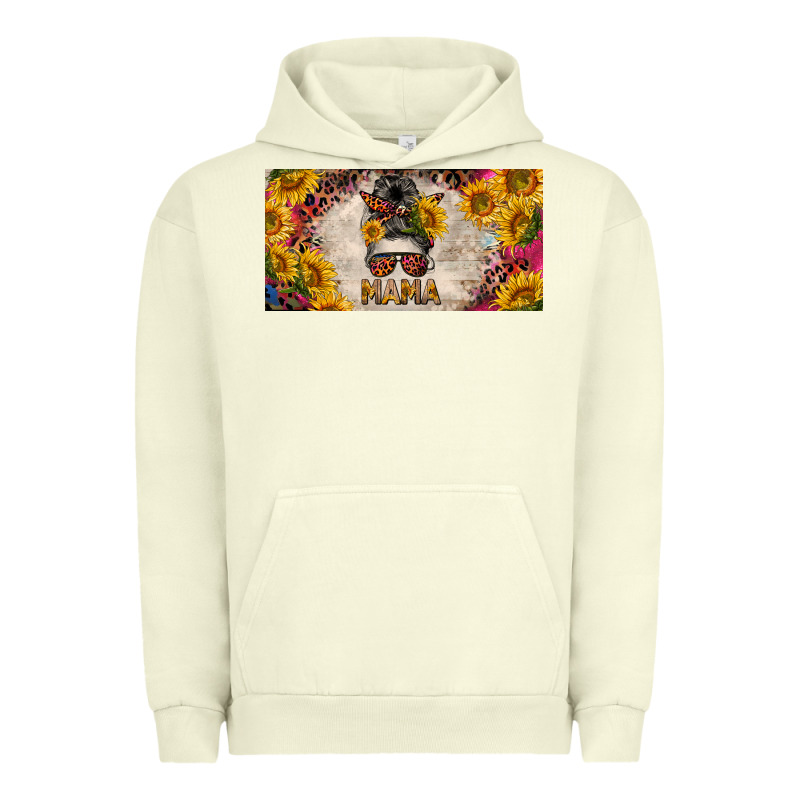 Mess Bun Mama With Sunflowers And Colorful Leopard License Plate Urban Hoodie by BarkalooDesign | Teevron