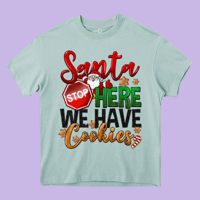 Santa Here We Have Cookies Heavy Core Tee Designed By Nancycooperartshop