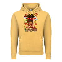 Vintage Mustard one merry teacher afro messy bun Vintage Hoodie - texasbilliewilder