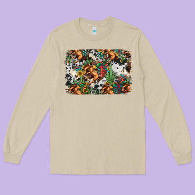 Western Rodeo Background Long Sleeve Tee Designed By Jasminsmagicworld